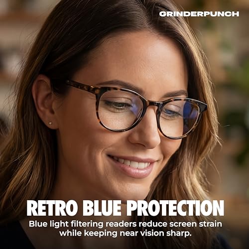 Image of grinderPUNCH Reading Glasses Men Women Fashion Computer Readers Stylish Blue Light Blocking Glasses Gaming Eyeglasses