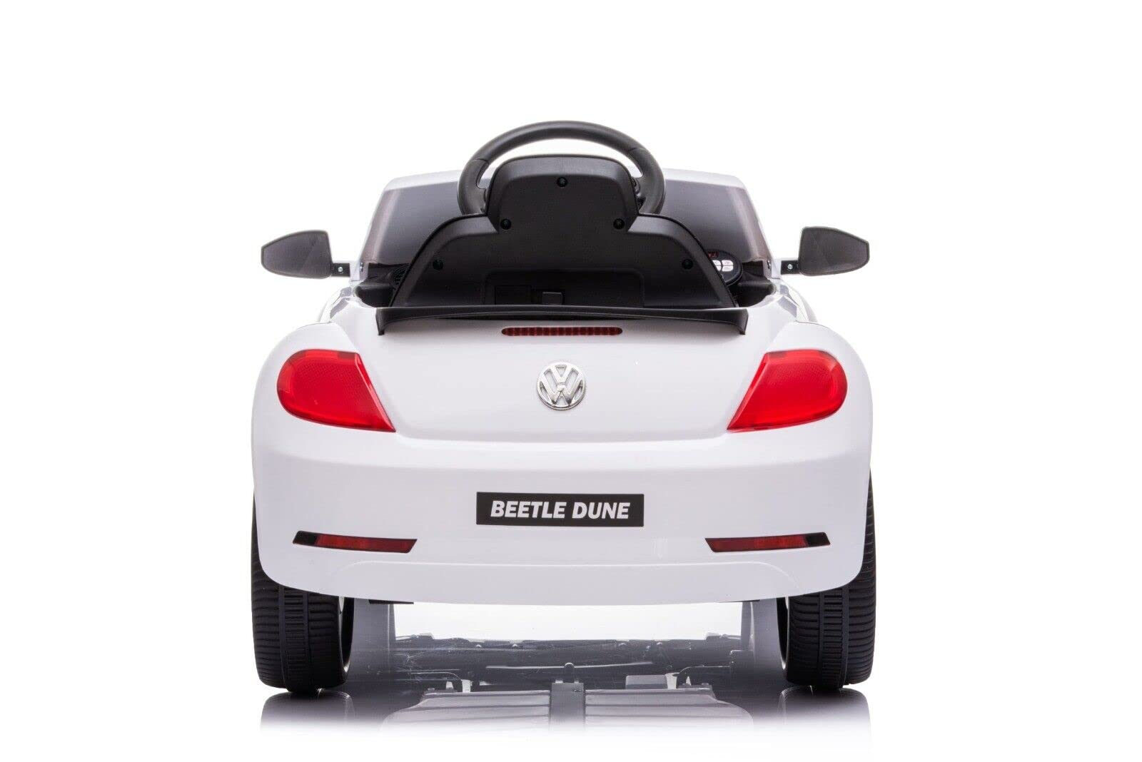 Auto Elettrica per Bambini Volkswagen Maggiolino New Beetle Small 12V Telecomando Luci Led Suoni (Bianco)