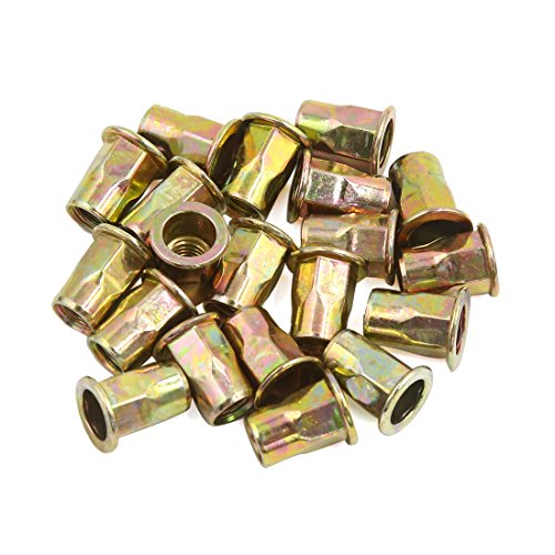 uxcell 20 Pcs M8 Car Bronze Tone Carbon Steel Thread Half Hexagonal Rivet Nut