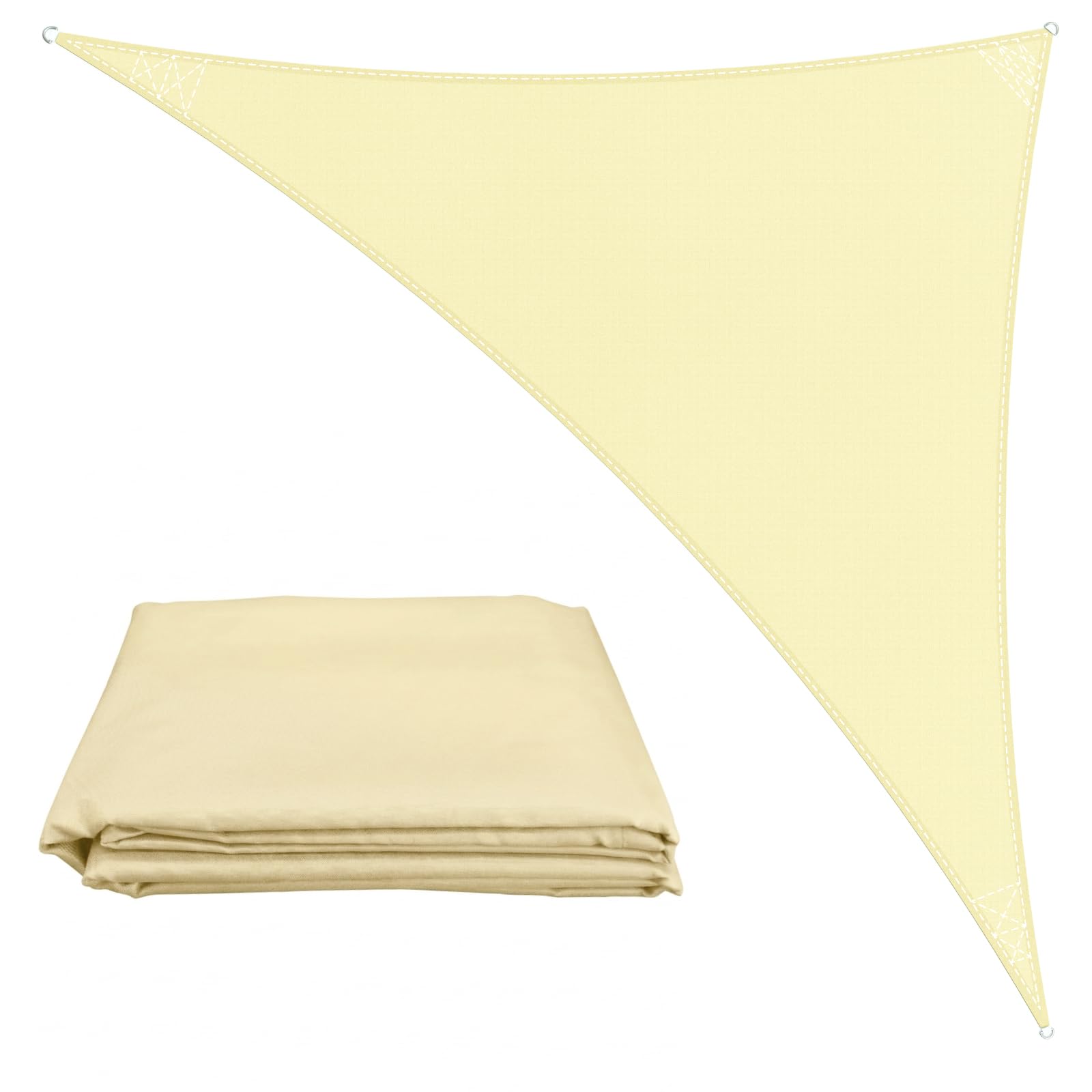 Voile d'ombrage triangulaire imperméable pour extérieur, 4 x 4 x 5,7 m, avec protection UV pour jardin, piscine, terrasse, activités de jardin et utilisation familiale (jaune clair)