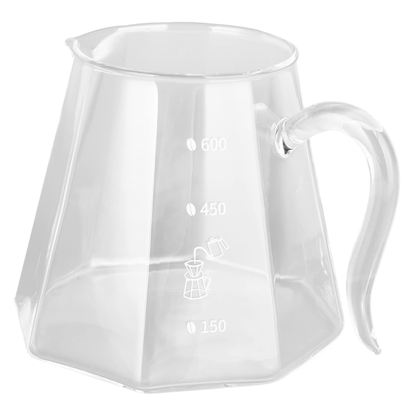 Fuchooky 600ml Hand Drip Coffee Glass Cup with Unique Eagle Beak Handles for Making Coffee