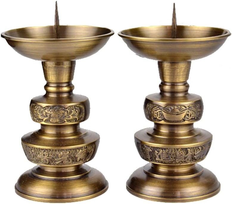 Copper Candlestick Household Candle Table Buddha Front lamp a Pair of Chinese Retro Pendulum Light seat