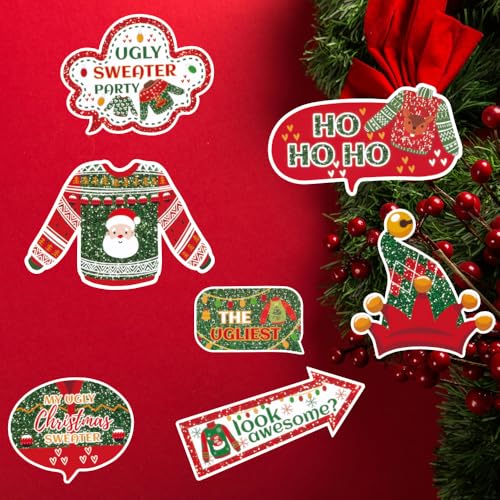 Christmas Photo Booth Props & Party Supplies - Pose Sign Kit for Adults & Kids - Xmas Props for Photoshoot & Selfies - Image 3