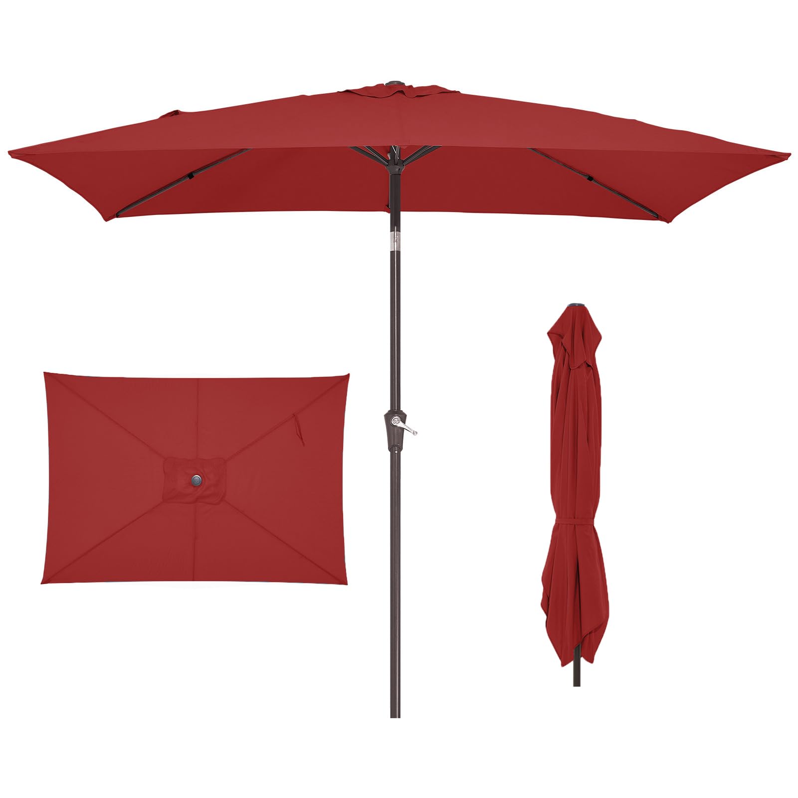 Photo 1 of JEAREY 6.5 x 10 ft Rectangular Patio Umbrella, Red