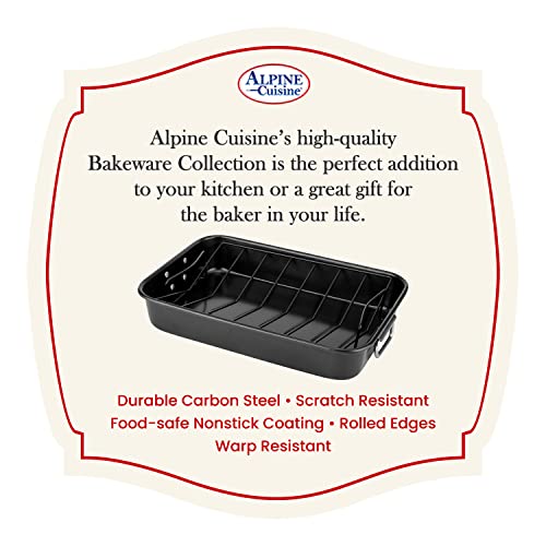 image for Alpine Cuisine Turkey Roaster Pan with Rack 16-Inch - Nonstick Coating