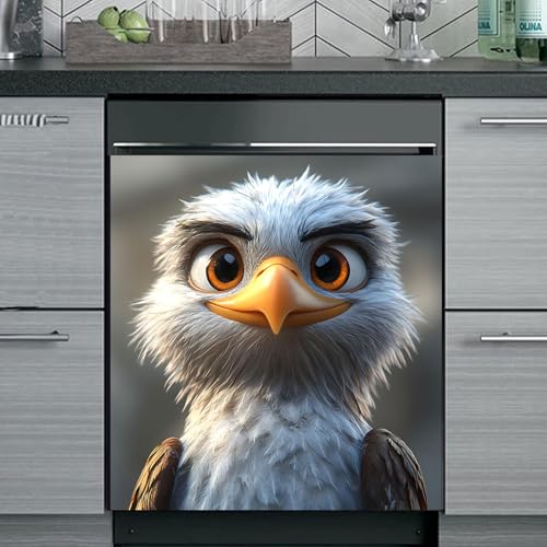 Cubierta magnética para lavavajillas, Cubierta magnética para refrigerador, calcomanía Decorativa Pegatinas para lavavajillas refrigerador Frontal, Lindo Animal Adolescente águila Americana