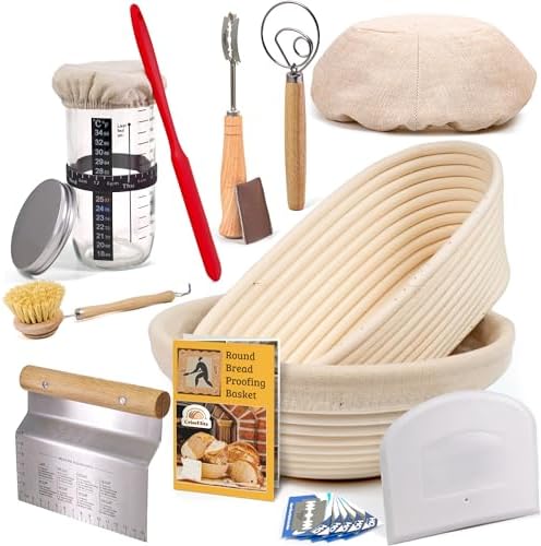 Sourdough Bread Baking Supplies Starter Kit, Banneton Proofing Ba...