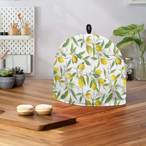 Image of Lemon Leaf Print Kitchen Teapot Cosy Insulating Tea Pot Cozies for Kitchen Accessory Home Table Decorative Breakfast Warmer Pot Cozies