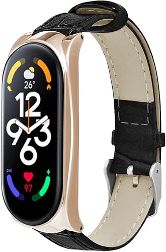 Miniatura 9 de Pulsera compatible con Xiaomi Mi Band 7, correa de reloj de cuero de repuesto suave, correa deportiva ajustable y cómoda para mujeres y hombres,