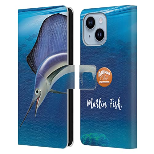 Housse cuir iPhone 14 Plus anti-rayures motif poisson marlin