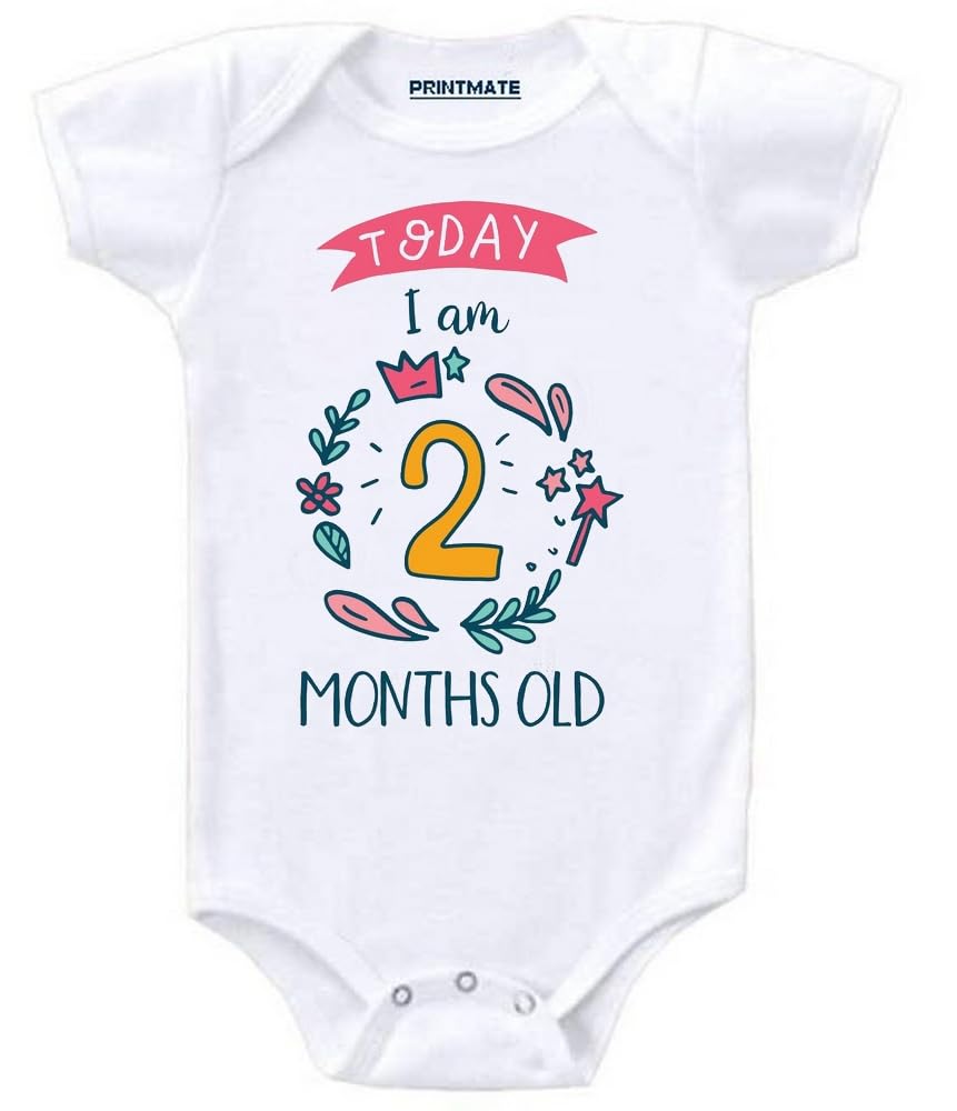 Printmate Today I'm One Month Old | 1st Month Birthday Unisex Baby Romper For New Born Baby (B140)