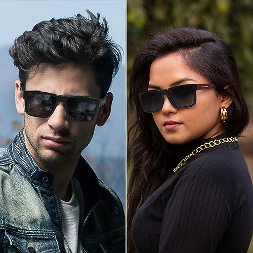 MAXJULI Sports Polarized Sunglasses for Big Heads Men Women Rectangular Square Frame Glasses 8209/82102