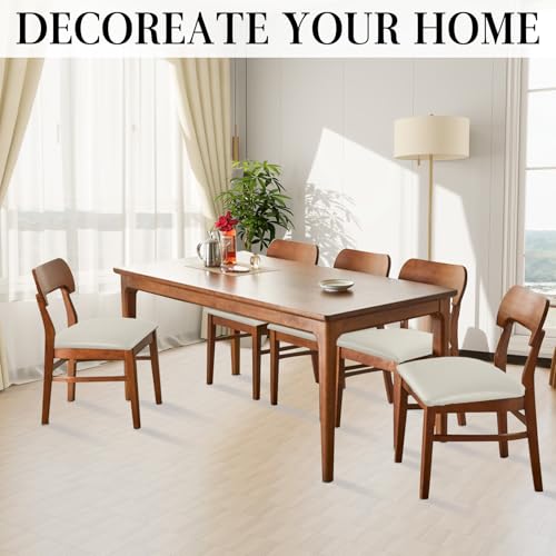 Image of Pu Leather Dining Chair Seat Covers Set of 4, Waterproof Kitchen Chair Covers Stretch Chair Cover for Kitchen /Dining Room /Hotel, Tasteless seat Covers for Chairs (White - 4 PCS)