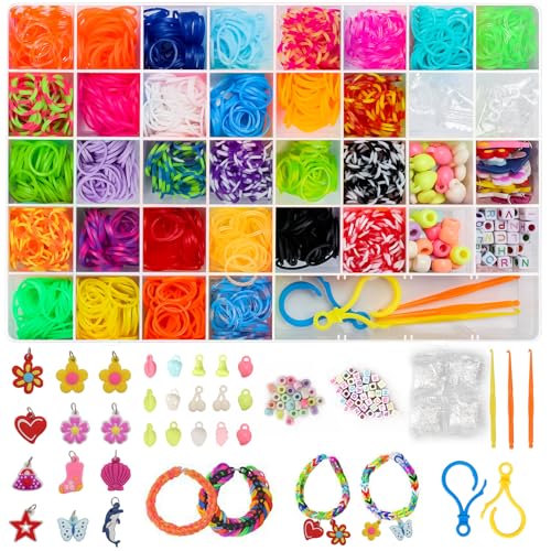 UUEMB 3000+ Loom Bands Kit, 30 Colors Rubber Bands for DIY Refill Bracelet Making Craft Kits, Loom Twist Bands with Box More Accessories for Party, Xmas Gift Birthday Gift