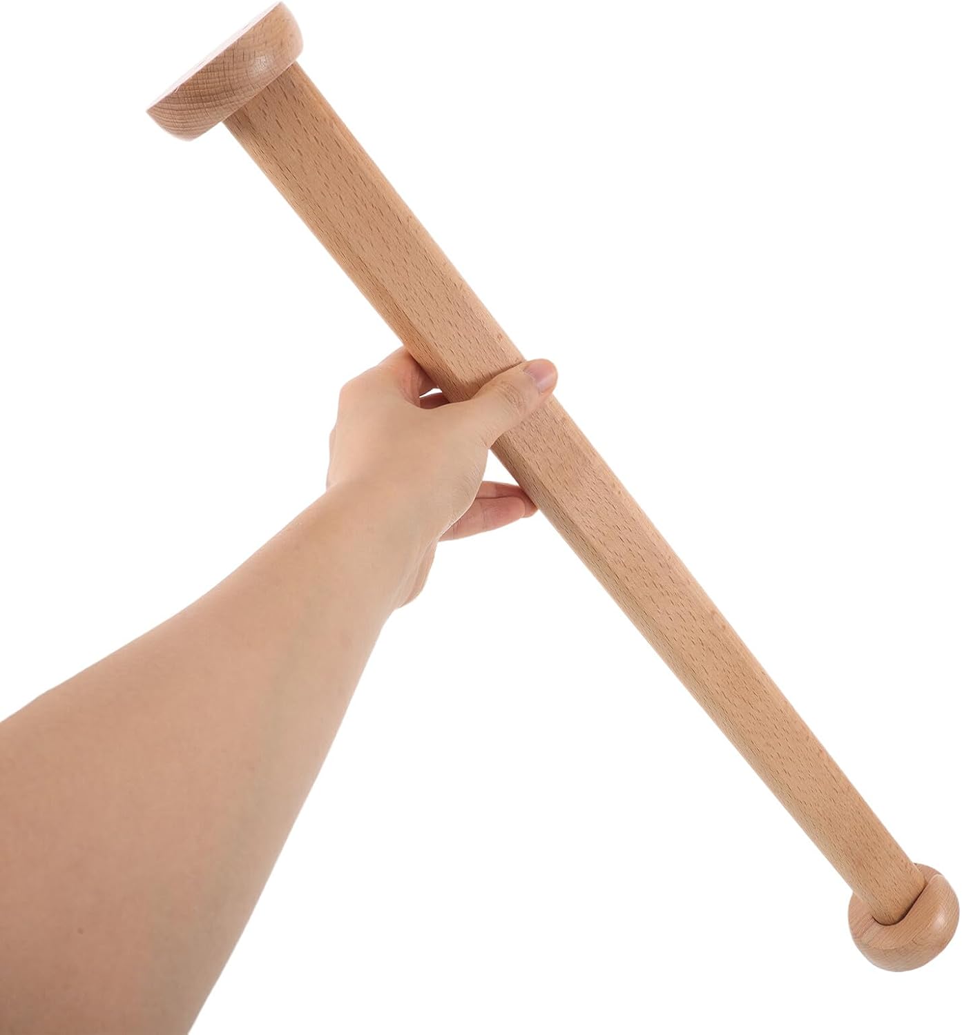 2 Sets 50cm Solid Beech Wood Hanging Rod with Flanges, Heavy Duty Wooden Closet Rod for Wardrobe Clothes Storage and Closet Organization