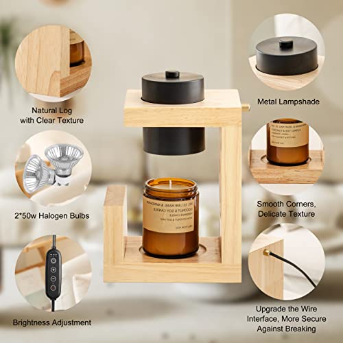 Novamer Candle Warmer Lamps, Dimmable Wax Melt For Scented Candle, Top Down Candle Warmer Lantern With Timer, Compatible With Candle Large/Small Jar And 3 Wick Candle Jar Desk Decor With 2 Bulbs #TOP2