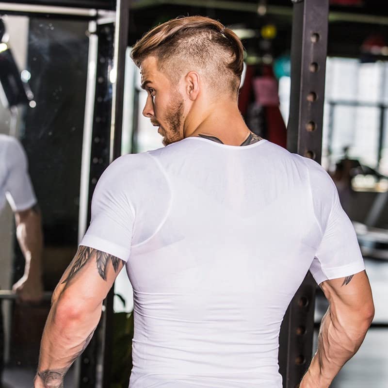 Arjen Kroos Men's Compression Undershirts Short Sleeve Shapewear Body Shaper 3 Pack2