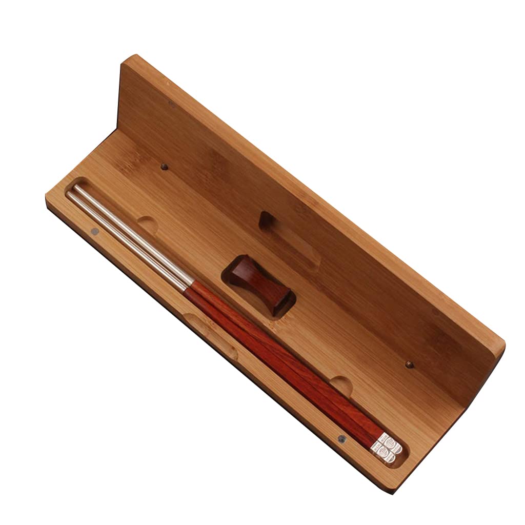 Juego de Regalo de Palillos japoneses de Madera y Plata con Estuche, Reutilizables, de Lujo, de Madera Natural, para Sushi.，A