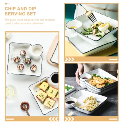 Set 2 platos cerámicos cuadrados estilo japonés para sushi miniatura 7