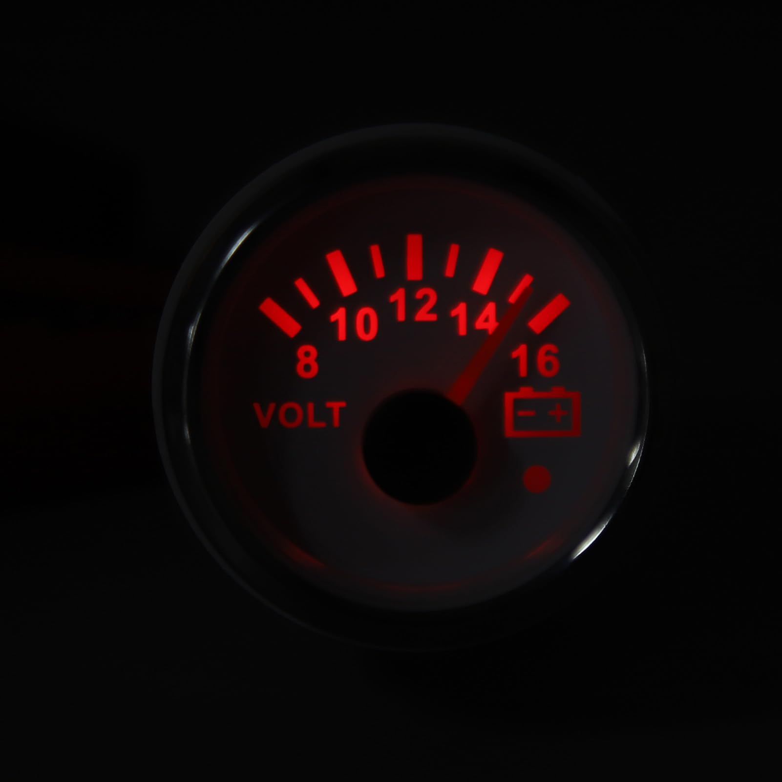 52MM Voltmetro per Barche DC9 a 32V Indicatore di Tensione con Retroilluminazione Colorata per Camper Yacht Barche da Pesca Navi (Copertura in argento con piastra bianca)