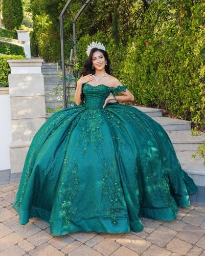 Ftupza Floral Quinceanera Dress with Detachable Bow Lace Appliques Tulle Ball Gown Beaded Off Shoulder Sweet 16 Dress3