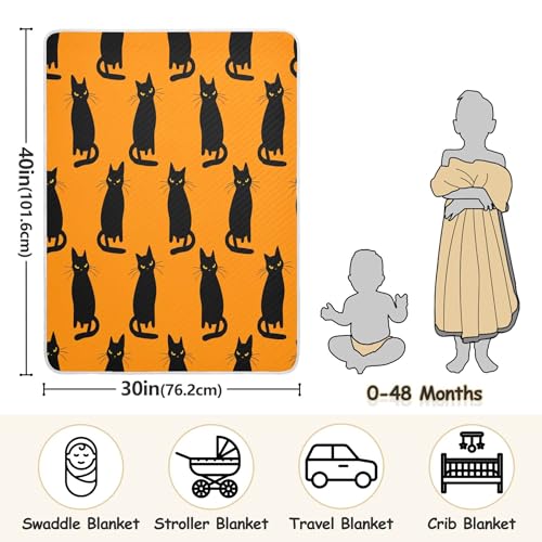 Burbuja Black Cats Baby Blanket for Boys Girls, Nursery Soft Warm Swaddling Receiving Baby Blankets, 30x40 in Toddler Blanket3