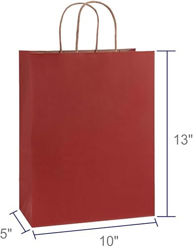 Miniatura 2 de BagDream Bolsas de regalo de 10 x 5 x 13 pulgadas, 25 bolsas de papel kraft de rayas rojas, bolsas de compras, bolsas de Mechandise, bolsas de venta
