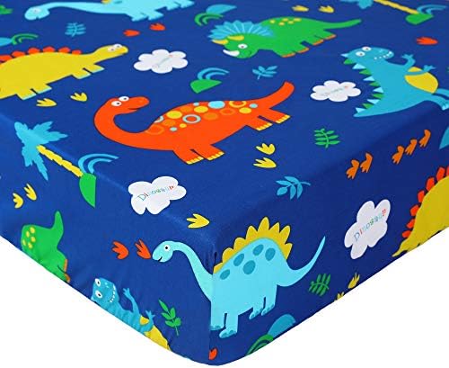UOMNY Crib Sheets for Boys Fitted Crib Sheet Baby Sheet for Standard Crib and Toddler Mattresses Nursery Bedding Sheet Crib Mattress Sheets for Boys and Girls1 Pack Dinosaur Toddler Sheet