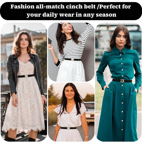 Women Elastic Belt, Invisible Stretch Ladies Belts with Gold Flat Buckle Skinny Waist Belt For Jeans Pants Dresses3