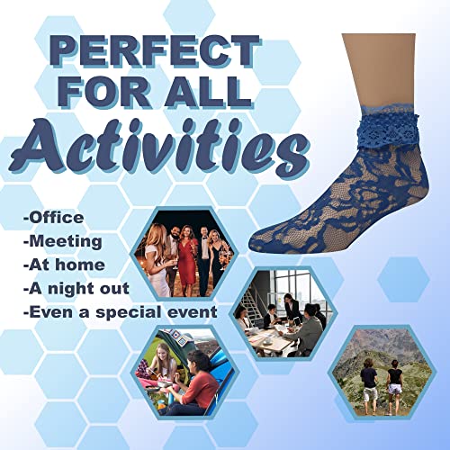 Image of EMEM Apparel Women's Lace Anklet Socks with Ruffle