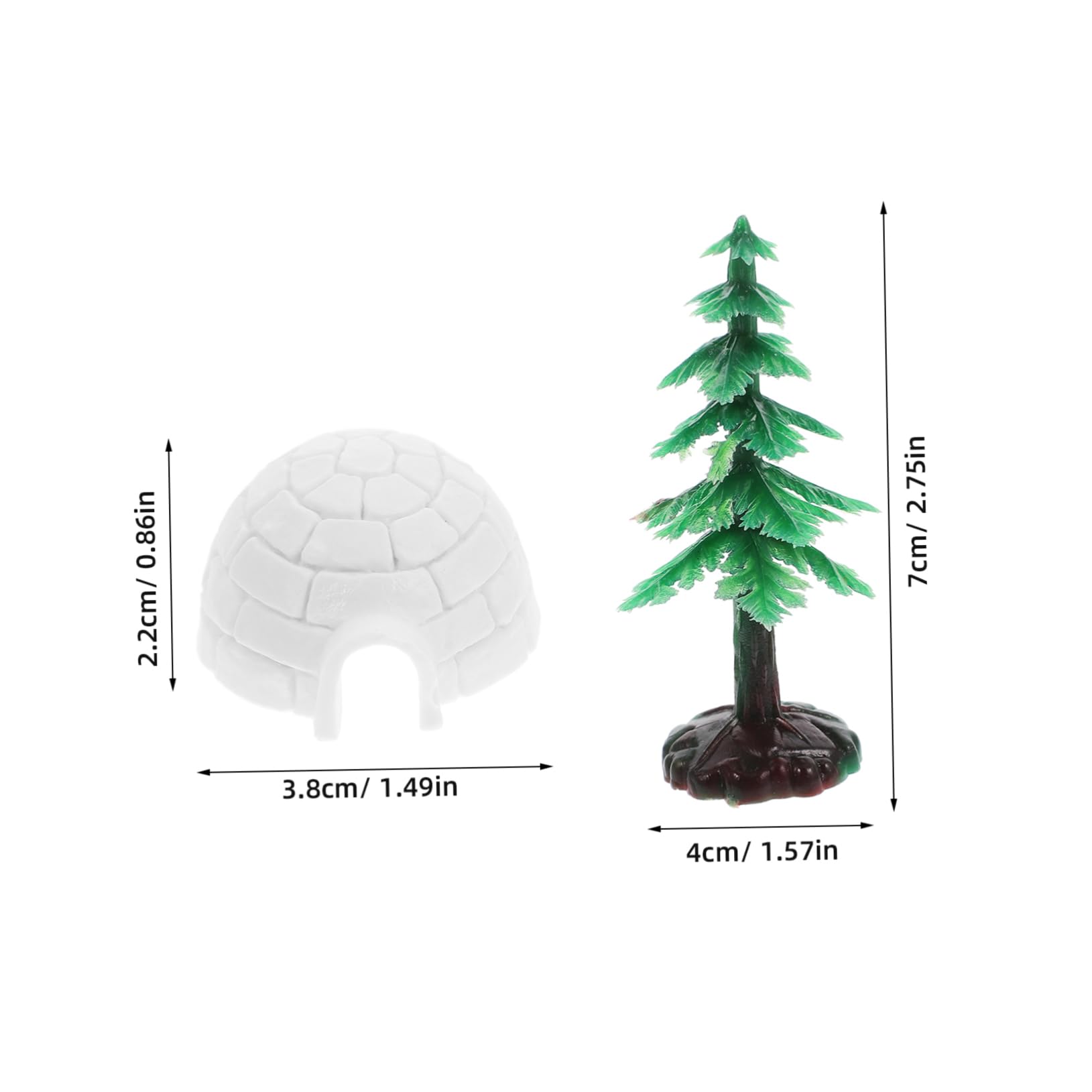 Wakauto 1set Artificial Ice House Model Miniature Figurine Christmas Tree Decor for Desktop Scene Ornaments Space-Saving Design for Holiday Displays
