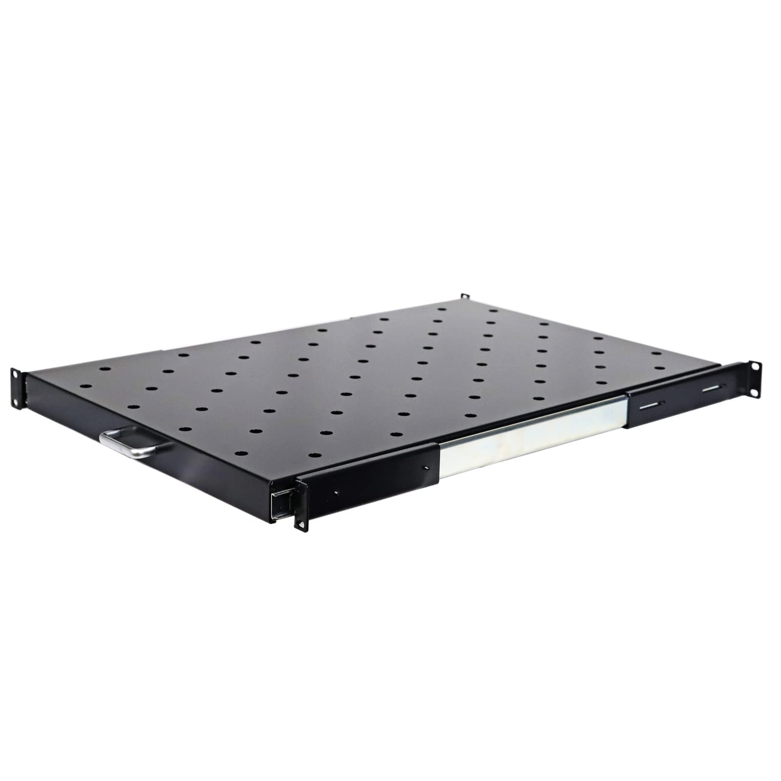 Aeons 1U 19-inch Sliding Rack Server Shelf Vented Sliding 4 Post Rack Mount 26" Shelf Adjustable Mounting Depth 26.3-27.8" Heavy Duty IT Network
