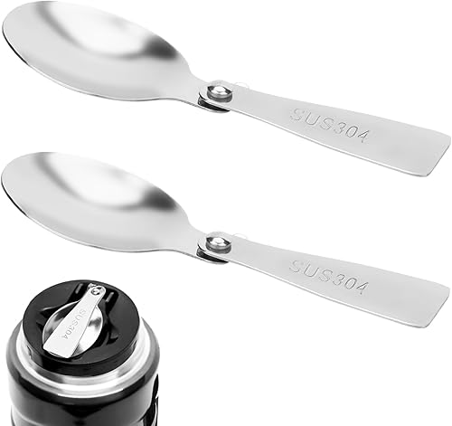 Miniatura 1 de 2 cucharas de repuesto compatibles con Thermos Funtainer - Tarro de comida portátil de 10 onzas para termo y viajes, cucharas plegables pequeñas,