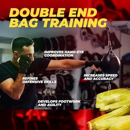 Boxerpoint Double End Bag for Boxing – Premium Punching Bag for Adults – Durable PU Leather Material & Adjustable Cords – Double End Bag Boxing Equipment for Training at Home & Gym (Oval)