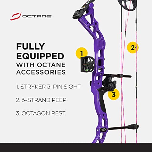 Diamond Archery Prism Fully Equipped Adjustable Durable Compound Bow, 5-55 lbs, Purple, Right Hand