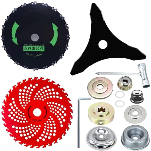 GOROBU Brush Cutter Blade Set with Adapter Kit 9 20T Chainsaw Tooth Cutter 9 36T Carbide Tipped Blade 10 3T Carbon Steel Blade for Stihl Husqvarna Sears Echo Poluan Redmax Shindaiwa