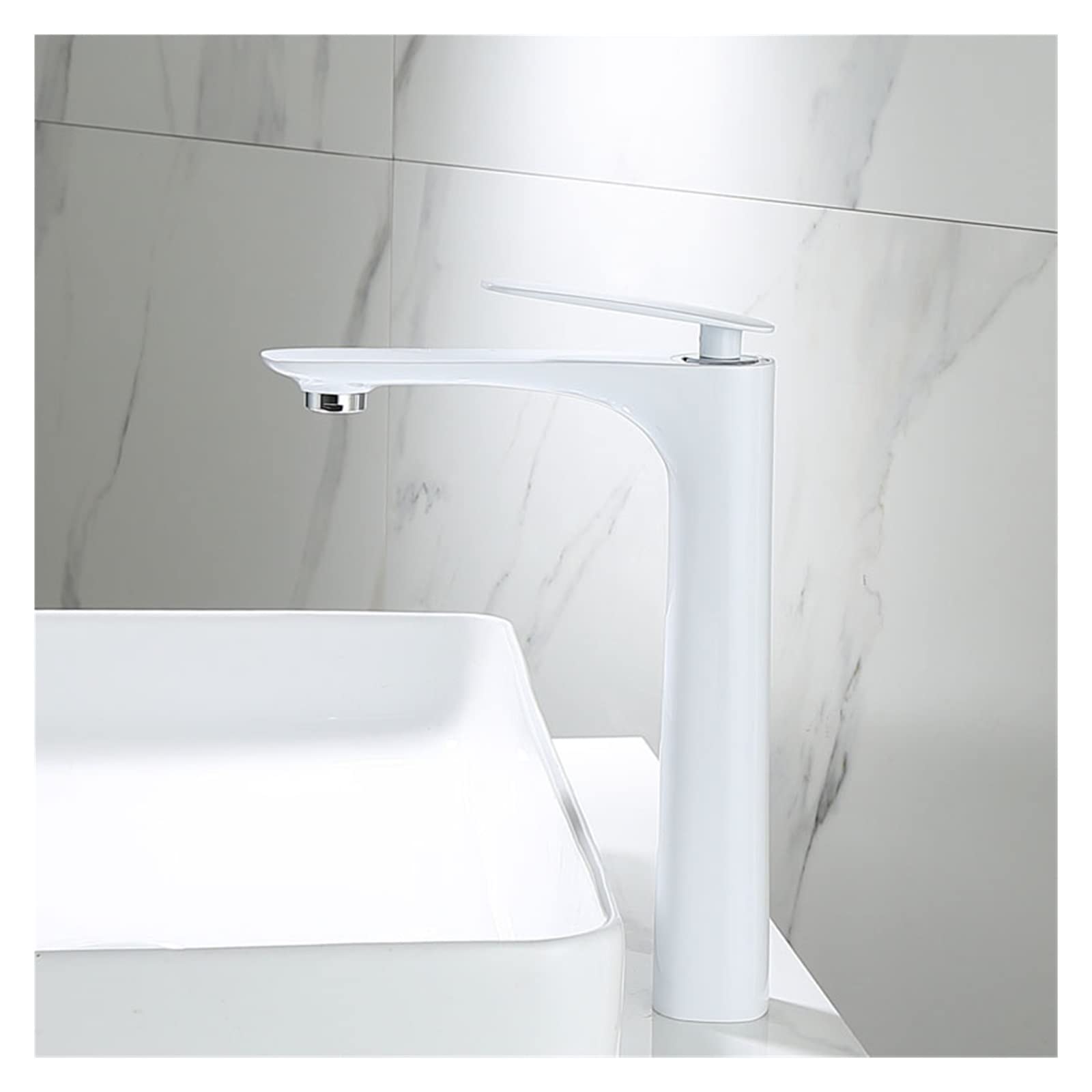 Mitigeur de lavabo salle de bain laiton eau chaude froide blanc or