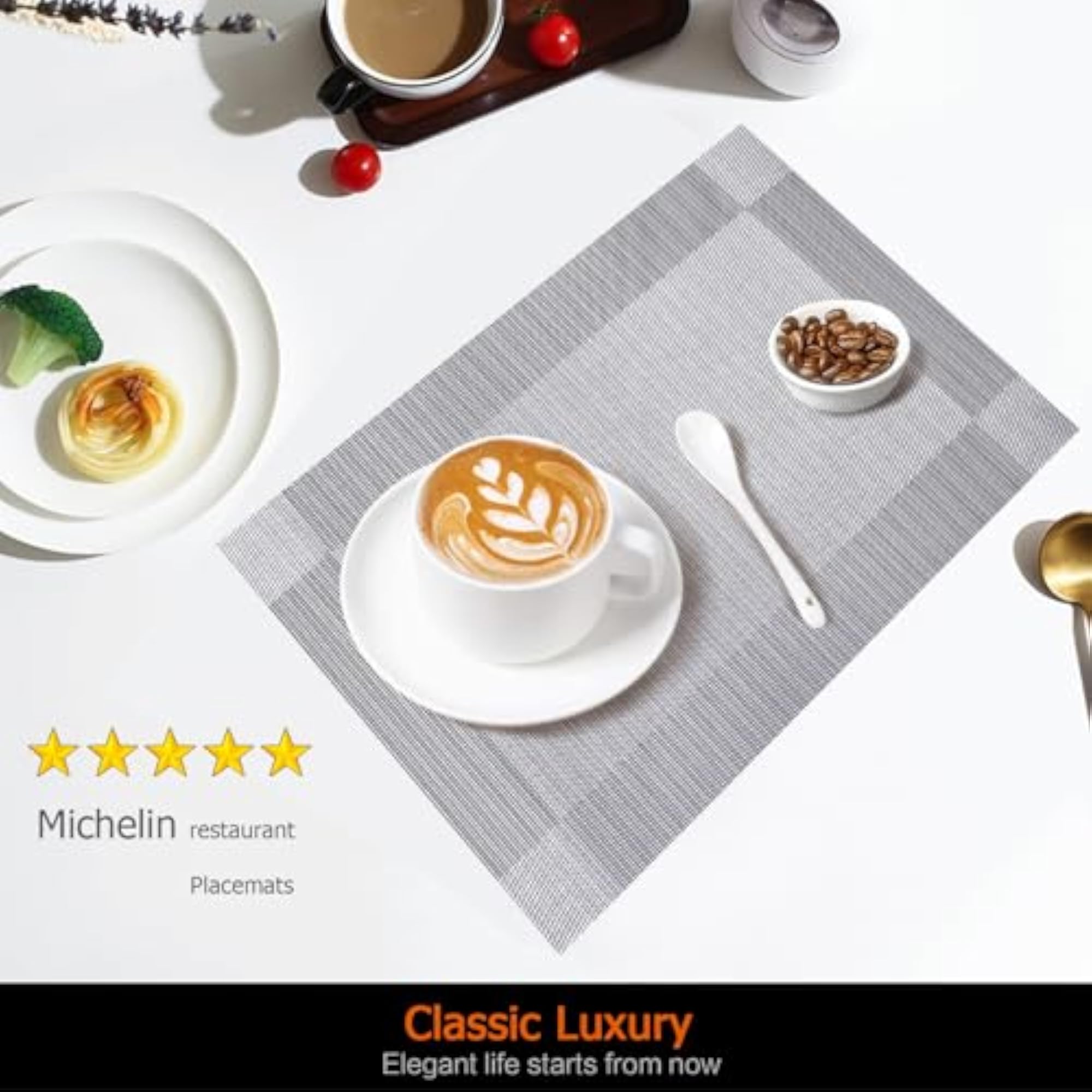 Set of 6 Washable Wipeable Place Mats for Kitchen Table