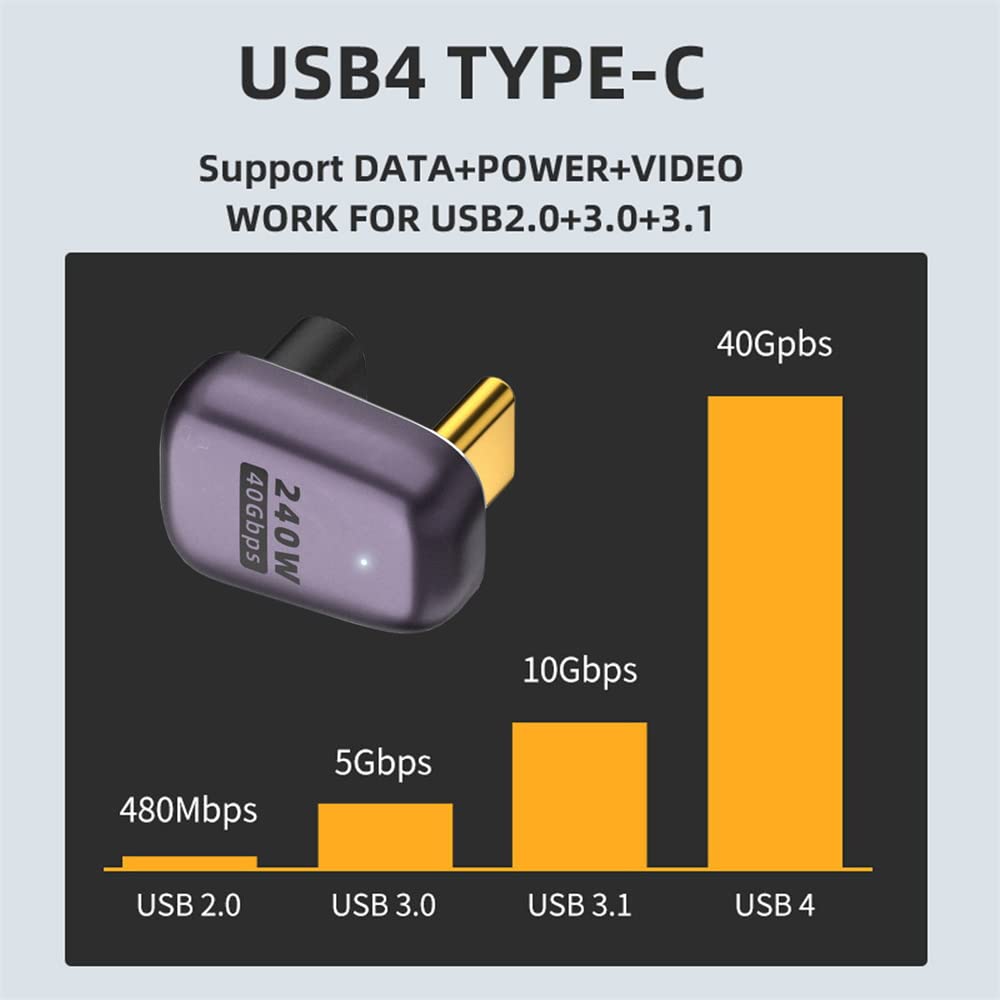 Adattatore USB-C Maschio-femmina CY 10 Gbps A Forma Di U – Angolato Posteriore Per Steam Deck, Telefono E Laptop