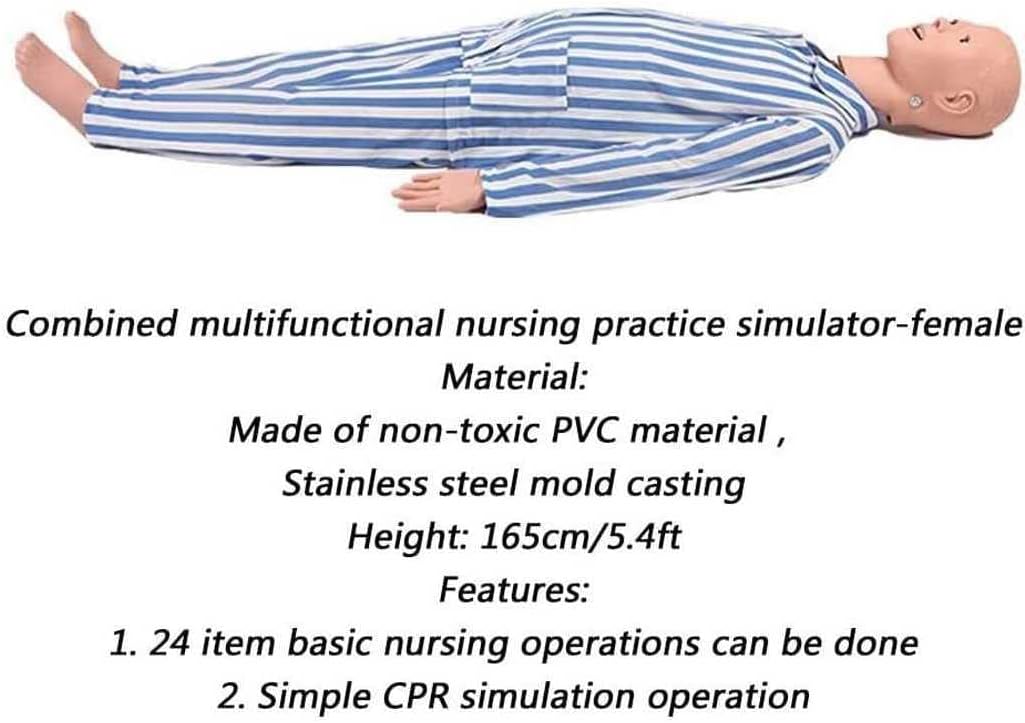 Nursing Skills Training Manikin - Life-Size Full Body with 3 Injection Modules, Patient Gown, and Urinary Catheter for Medical Training and Simulation