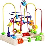 La montaña rusa de madera es un gran juego para padres y niños y los padres pueden enseñar a los niños a contar cuando se juega.