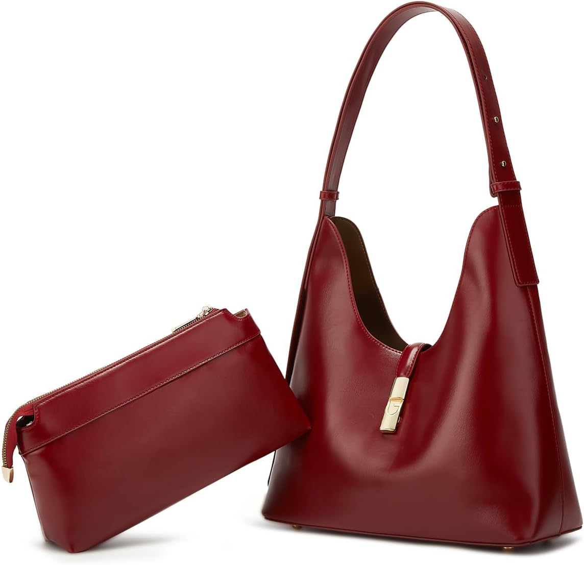 Vintage PU Leather Handbags for Women Tote Bag 2pcs Hobo Shoulder Cluth Purse