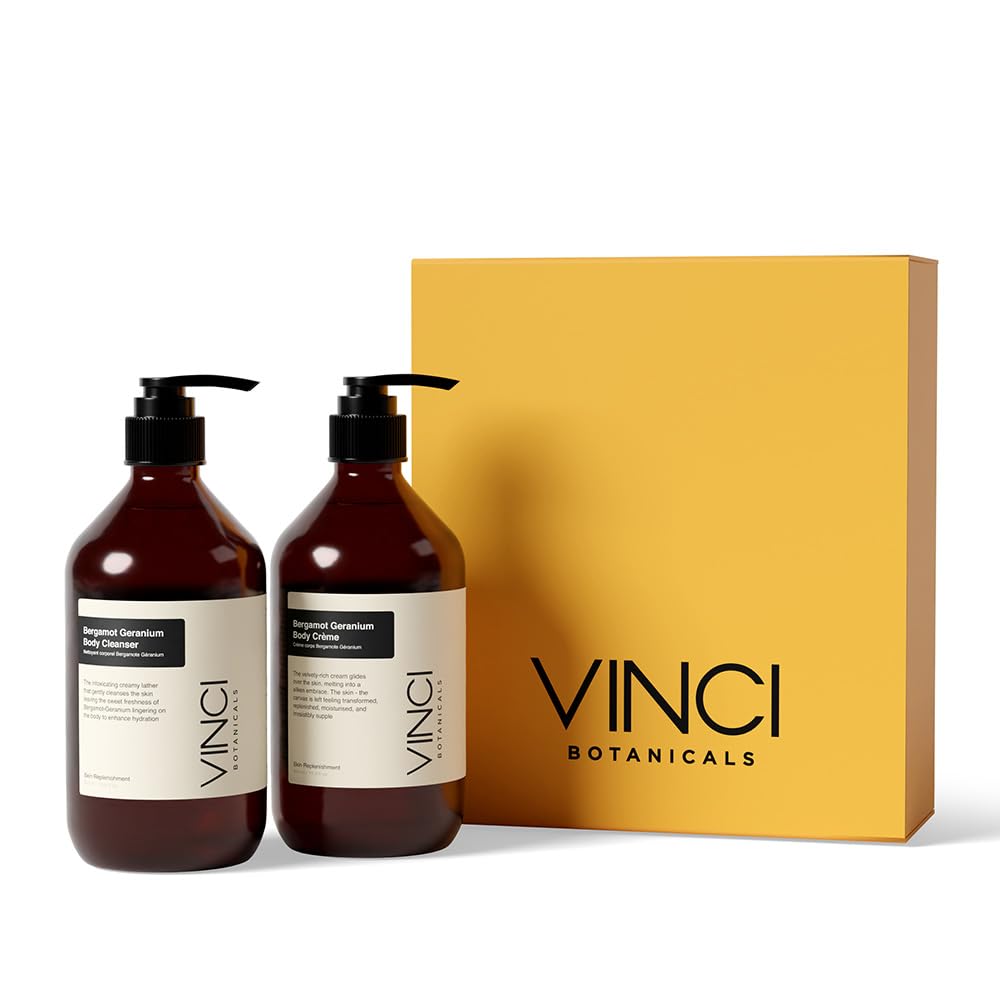 Vinci Botanicals Bergamot Geranium Luxury Bath & Body Set | Body Cleanser & Cream | Pack of 2 | For Men and Women | Premium Gift Packaging | 100% Vegan | 500 ml Each-image-31
