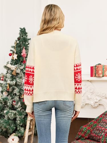 SunnyMelody Womens Christmas Funny Ugly Cardigan Sweater Winter 2025 Snowflake Santa Reindeer Tree Vacation Outfits Oversized Button Front Xmas Cardigans Apricot XL — view 2