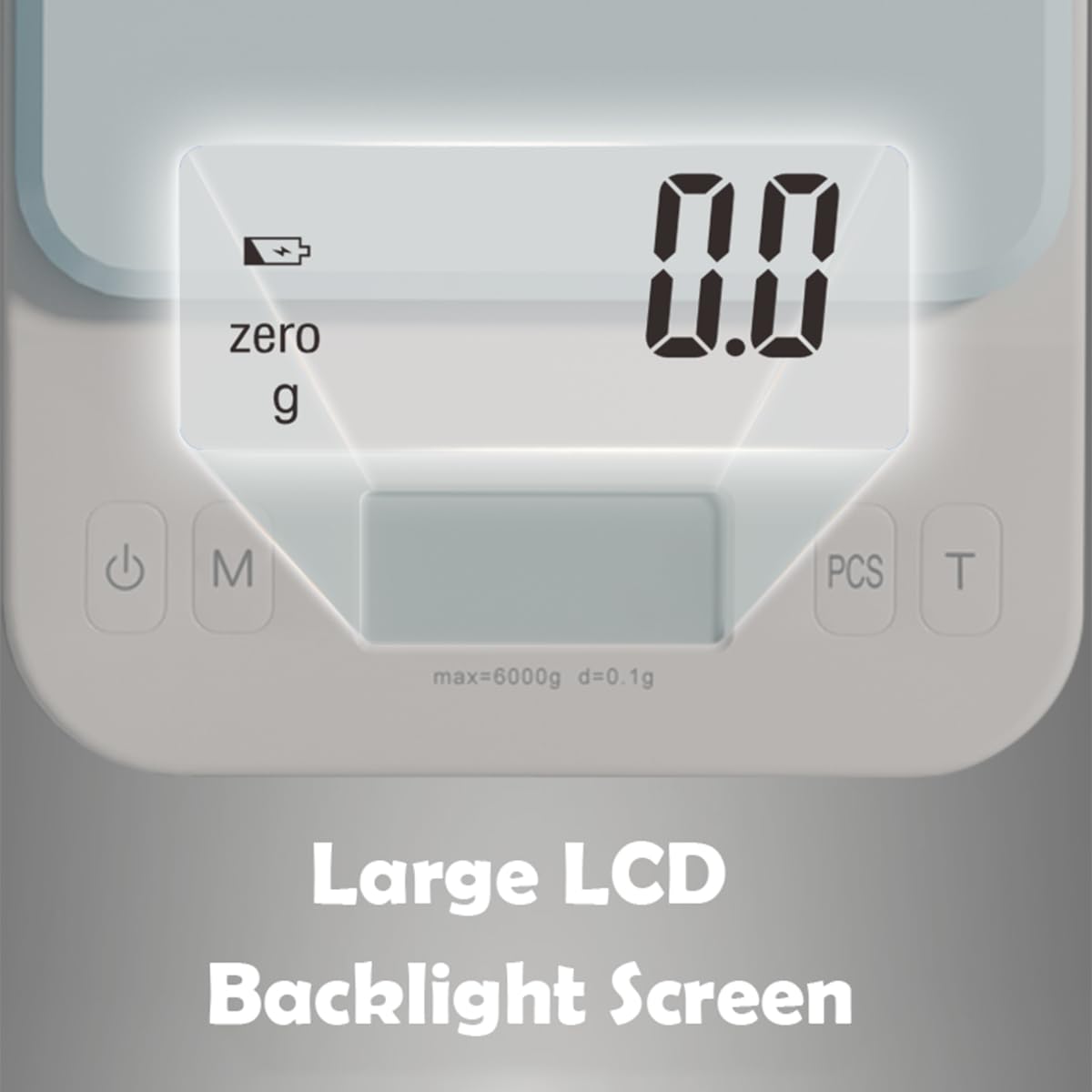 YRY White Elf Pro - Báscula digital de cocina de 6 kg/0,1 g, báscula para hornear ultra precisa con pantalla LCD retroiluminada, función de tara, conversión de 9 unidades, perfecta para café, hornear
