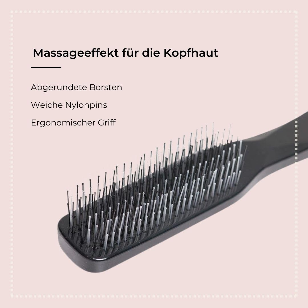 HERCULES SÄGEMANN - 8300 Deluxe Magic Brush | Hair Brush without Pulling | Hair Detangling Brush with 8 Rows for Men and Women | Colour: Black
