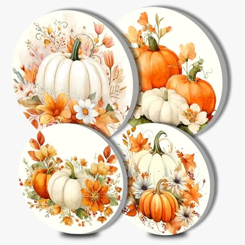 Halloween Holiday Burn Covers for Electric Herd Kitchen Sunflowers Butterfly Round Herd Brenner Autumn Pumpkin Gasherd Brennerabdeckungen, Metall Herd Brennerabdeckung Set von 4 Gemüse Geschenk (Gelb)