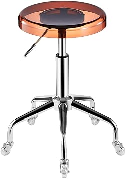 Rolling Stool with Wheels, Acrylic Hydraulic Stool for Shop Guitar Lab Tattoo Workbench Medical,Adjustable Massage Swivel Stool Chair Color Brown