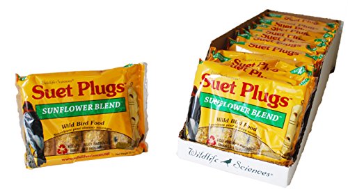 Wildlife Sciences Suet Plugs 48 Pack Case of 12 Individually Wrapped 12 oz 4 Packs (Sunflower Blend)