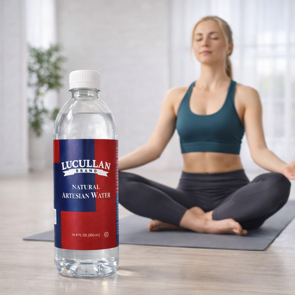 Lucullan Brand Natural Alkaline Artesian Water, 16.9 Fl Oz (Pack of 24), pH 8.0-8.3, Single-Origin Virginia, BPA-Free, Recycled Plastic rPET